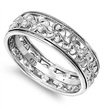 Load image into Gallery viewer, Sterling Silver Modish Multiple Plumeria Band Ring with Face Height of 7MM