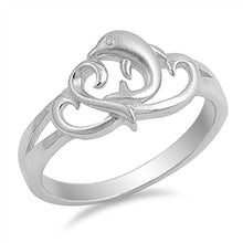 Load image into Gallery viewer, Sterling Silver Elegant Dolphin Design Ring with Face Height of 10MM