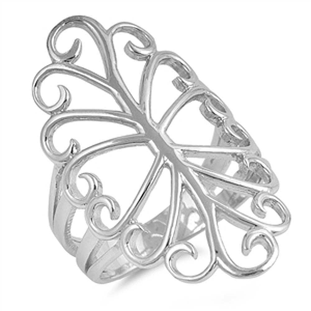 Sterling Silver Stylish Elegant Design Ring with Face Height of 31MM