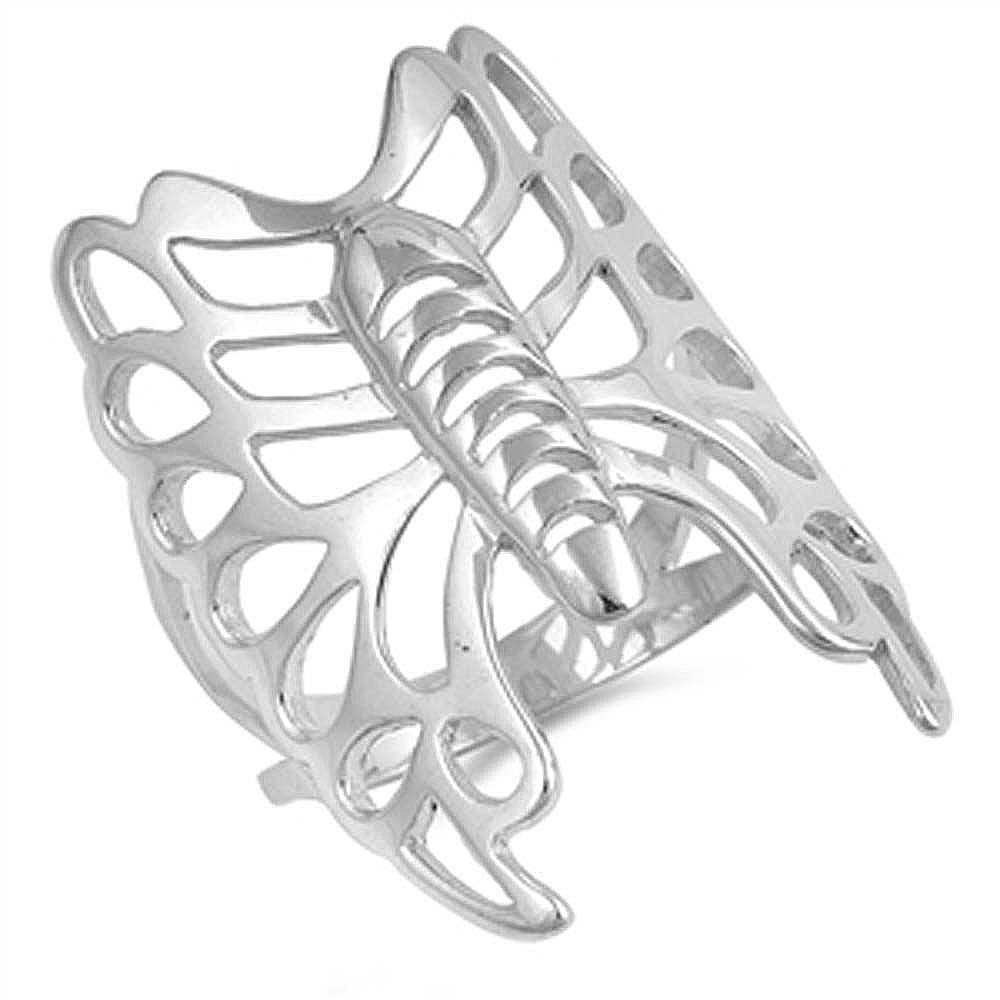 Sterling Silver Butterfly Shaped Plain RingsAnd Face Height 30mm