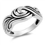 Sterling Silver Fancy Vine Design Band Ring with Face Height of 9MM