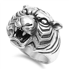 Load image into Gallery viewer, Sterling Silver Oxidized Tiger Shaped Plain RingsAnd Face Height 22mmAnd Band Width 5mm