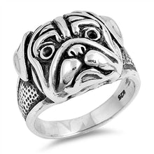 Load image into Gallery viewer, Sterling Silver Bull Dog Shaped Plain Rings, Face Height 16mm, Band Width 4mm