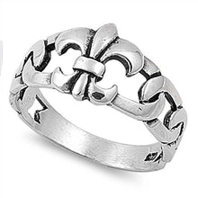 Load image into Gallery viewer, Sterling Silver Stylish Fleur De Lise Fnacy Band Ring with Face Height of 13MM