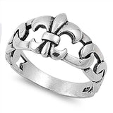 Sterling Silver Stylish Fleur De Lise Fnacy Band Ring with Face Height of 13MM