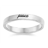 Sterling Silver Engraved  peace  Ring with Face Height of 3MM