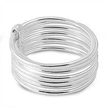 Load image into Gallery viewer, Sterling Silver 7 Band Shaped Plain Rings and Ring Width 11mm