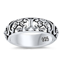 Load image into Gallery viewer, Sterling Silver Vintage Flower Design Band Ring with Face Width of 13MM