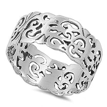 Load image into Gallery viewer, Sterling Silve Fancy Filigree Design Wide Band Ring with Face Width of 9MM