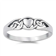 Load image into Gallery viewer, Sterling Silver Vintage Heart with Celtic Knot RingAnd Face Width of 6MM