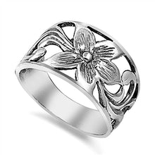 Load image into Gallery viewer, Sterling Silver Trendy Plumeria Wide Band Ring with Face Height of 13MM