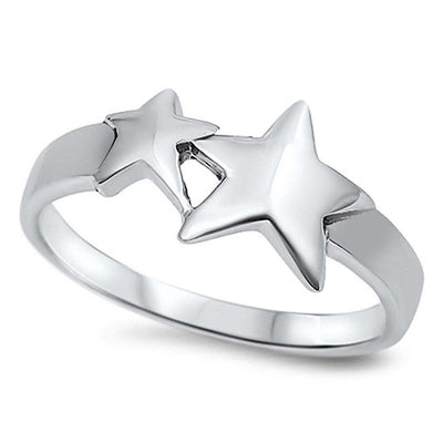 Sterling Silver Star Shaped Plain RingsAnd Face Height 9mmAnd Band Width 2mm