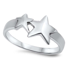 Sterling Silver Star Shaped Plain RingsAnd Face Height 9mmAnd Band Width 2mm
