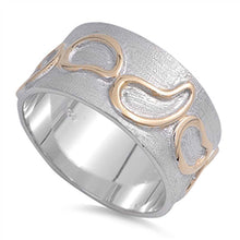 Load image into Gallery viewer, Sterling Silver Two Tone Shaped Plain RingsAnd Band Width 10mm