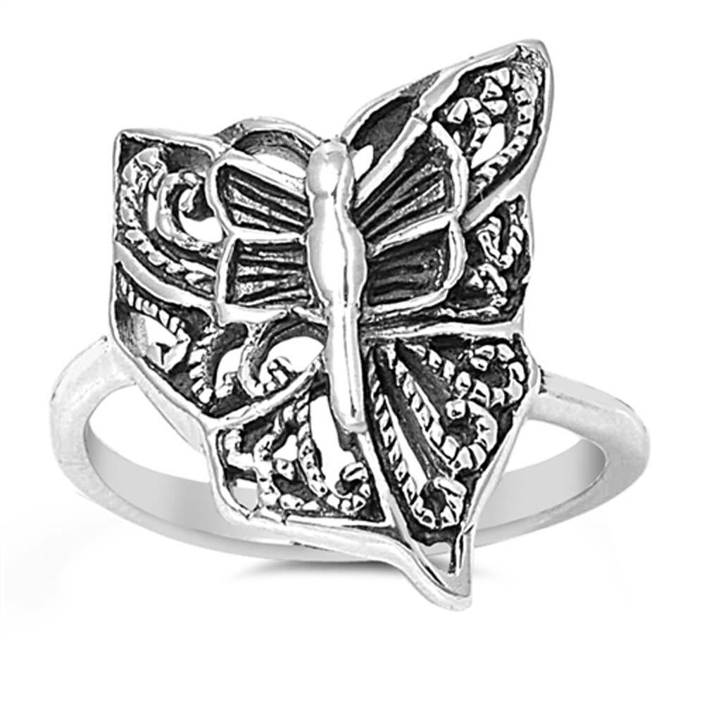 Sterling Silver Butterfly Shaped Plain RingsAnd Face Height 21mm
