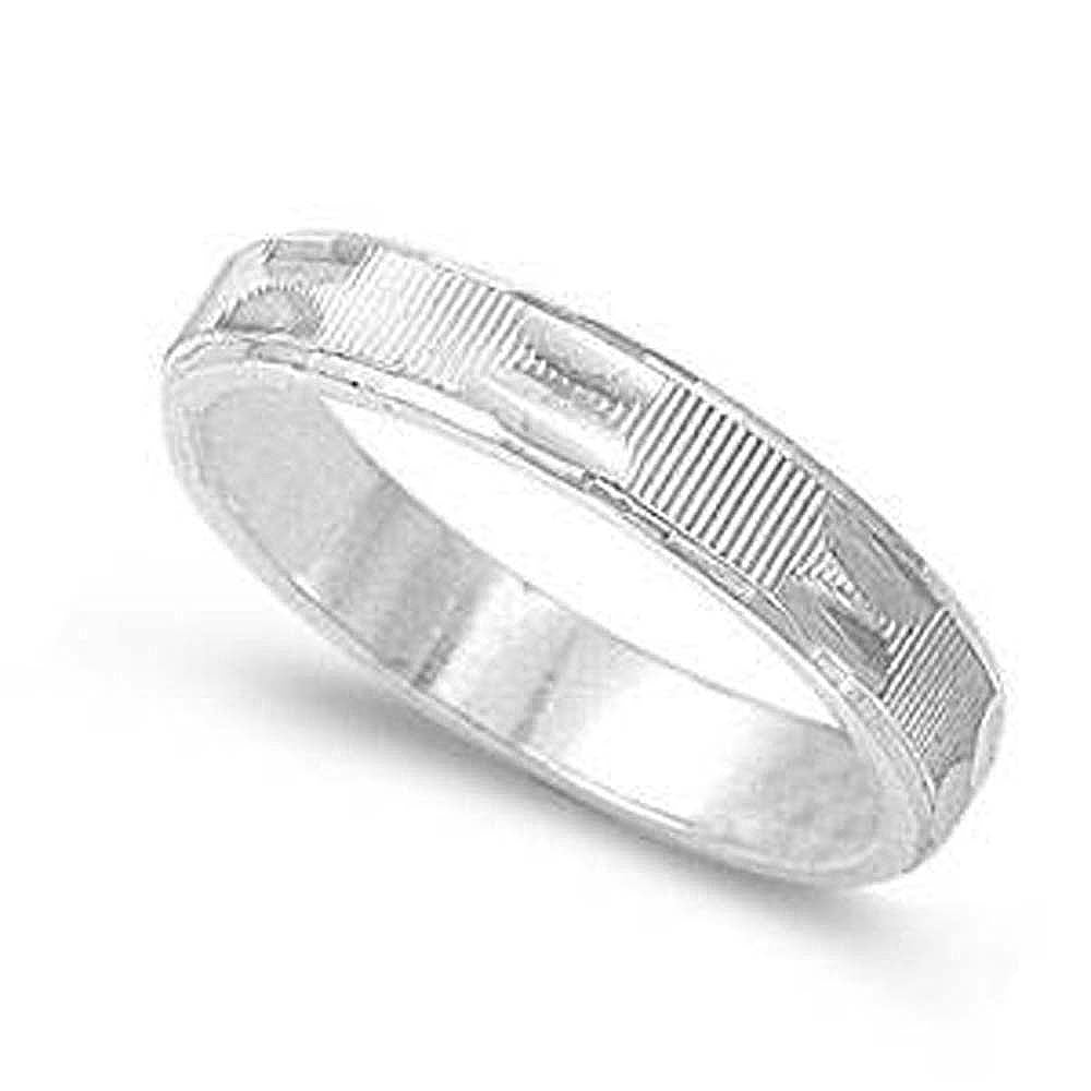 Sterling Silver Diamond Cut Shaped Plain RingsAnd Band Width 5mmAnd Weight 5grams