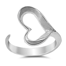 Load image into Gallery viewer, Sterling Silver Fancy Band Open Cut Heart Ring with Face Height of 15MM