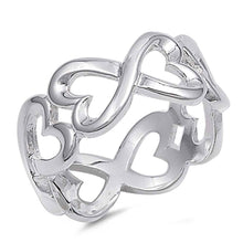 Load image into Gallery viewer, Sterling Silver Trendy Inifinity Heart Band Ring with Band Width of 10MM