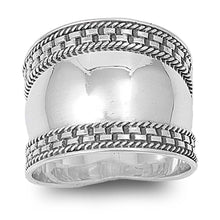 Load image into Gallery viewer, Sterling Silver Vintage Bali-Bohemian Style Wide Band Ring with Face Height of 18MM