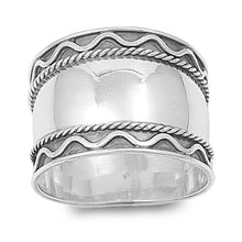 Load image into Gallery viewer, Sterling Silver Bali Wavy and Twisted Edge Wide Band Ring with Face Height of 17MM