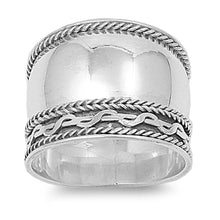 Load image into Gallery viewer, Sterling Silver Rope and Celtic Eternitiy Knot with Twisted Edge Wide Band RingAnd Face Height of 18MM