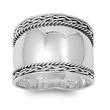 Load image into Gallery viewer, Sterling Silver Braided and Twisted Bali Wide Band Ring with Face Height of 17MM