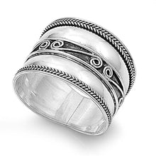 Load image into Gallery viewer, Sterling Silver Bali Spiral and Rope Edge Design Wide Band RingAnd Face Height of 17MM