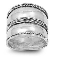 Load image into Gallery viewer, Sterling Silver Stylish Twisted Bali Wide Band Ring with Face Height of 19MM