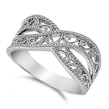 Load image into Gallery viewer, Sterling Silver Filigree Design and Twisted Edge Eternity Ring with Face Height of 10MM
