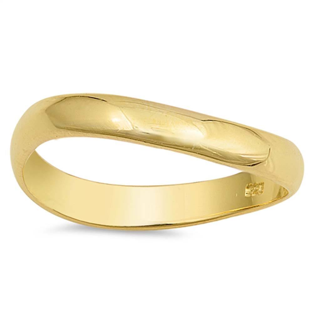 Sterling Silver Yellow Gold Plated Thumb Ring Shaped Plain RingsAnd Face Height 3mm