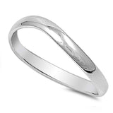 Sterling Silver Plain Slightly Curved Band Ring with Face Height of 3MM