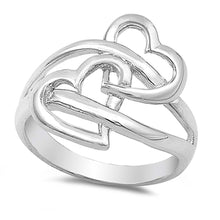 Load image into Gallery viewer, Sterling Silver Fancy Twin Heart  with Face Height of 18MM