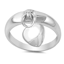 Load image into Gallery viewer, Sterling Silver Dangling Heart Shaped Plain RingsAnd Face Height 5mmAnd Band Width 3mm