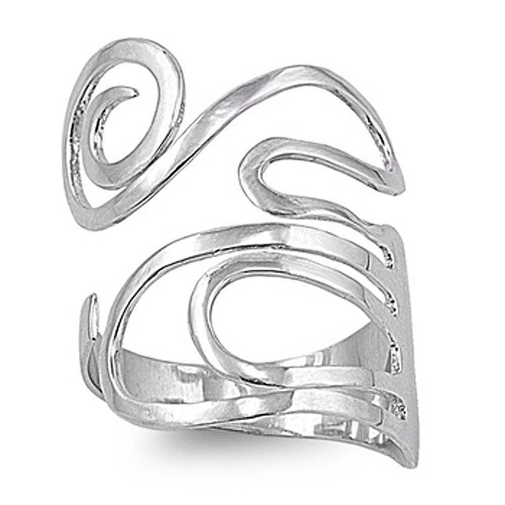 Sterling Silver Swirl Shaped Plain RingsAnd Face Height 38mm