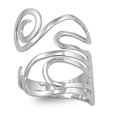 Sterling Silver Swirl Shaped Plain RingsAnd Face Height 38mm