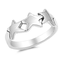 Load image into Gallery viewer, Sterling Silver Trendy Triple Star Ring with Face Height of 5MM