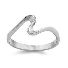 Load image into Gallery viewer, Sterling Silver Plain Wavy S Shaped Ring with Face Height of 7MM