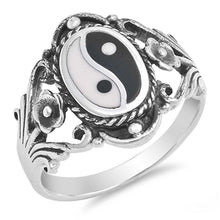 Load image into Gallery viewer, Sterling Silver Yin And Yang Shaped Plain RingsAnd Face Height 18mmAnd Band Width 2mm