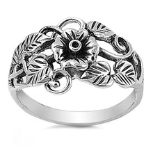Load image into Gallery viewer, Sterling Silver Fancy Vintage Plumeria Ring with Face Height of 12MM