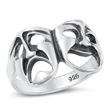 Load image into Gallery viewer, Sterling Silver Oxidized Smile Now Cry Later Men&#39;s Ring Face Height-13mm