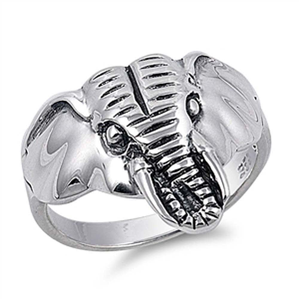 Sterling Silver Elephant Band Shaped Plain RingsAnd Face Height 16mmAnd Band Width 3mm