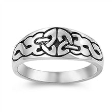 Load image into Gallery viewer, Sterling Silver Fancy Celtic Knot Design Band Ring with Face Height of 7MM