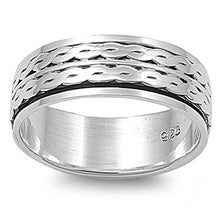 Load image into Gallery viewer, Sterling Silver Spinner Shaped Plain RingsAnd Face Height 8mmAnd Band Width 8mm