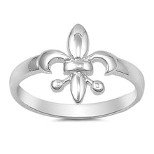 Load image into Gallery viewer, Sterling Silver Fleur De Lise Ring with Face Height of 13MM