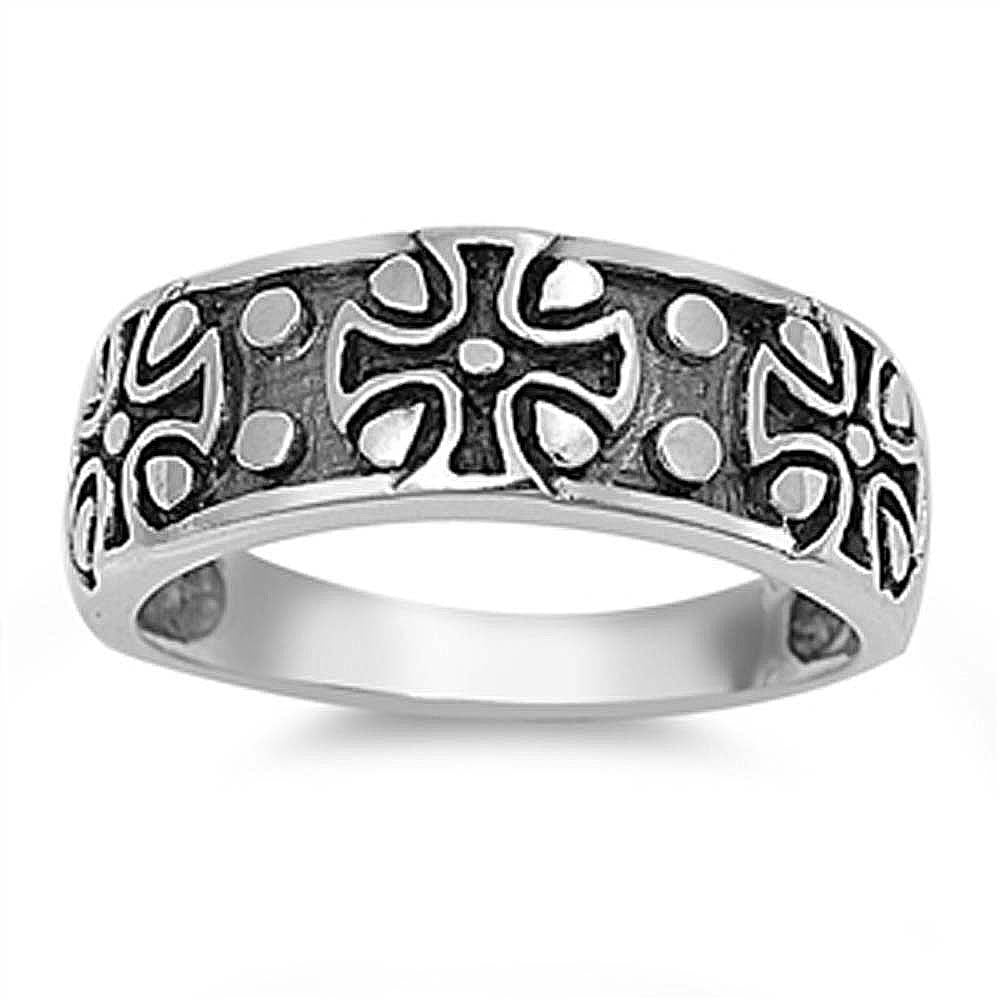 Sterling Silver Cross Shaped Plain RingsAnd Face Height 7mmAnd Band Width 3mm