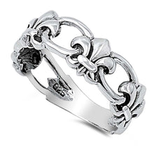Load image into Gallery viewer, Sterling Silver Stylish Fleur De Lise Band Ring with Face Height of 6MM