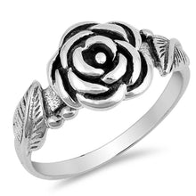 Load image into Gallery viewer, Sterling Silver Flower with Leaves on Both Side, Face Height of 10MM