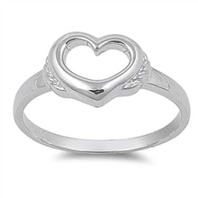 Load image into Gallery viewer, Sterling Silver Open Cut Heart Ring with Face Height of 9MM