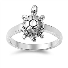 Sterling Silver Turtle Ring with Face Height of 14MM