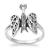 Sterling Silver Fancy Elegant Butterfly Ring with Face Height of 16MM